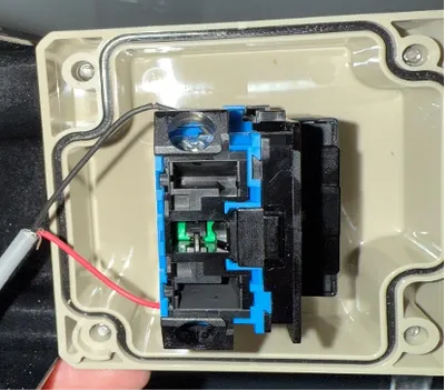 Wiring bucket fill station activation button.