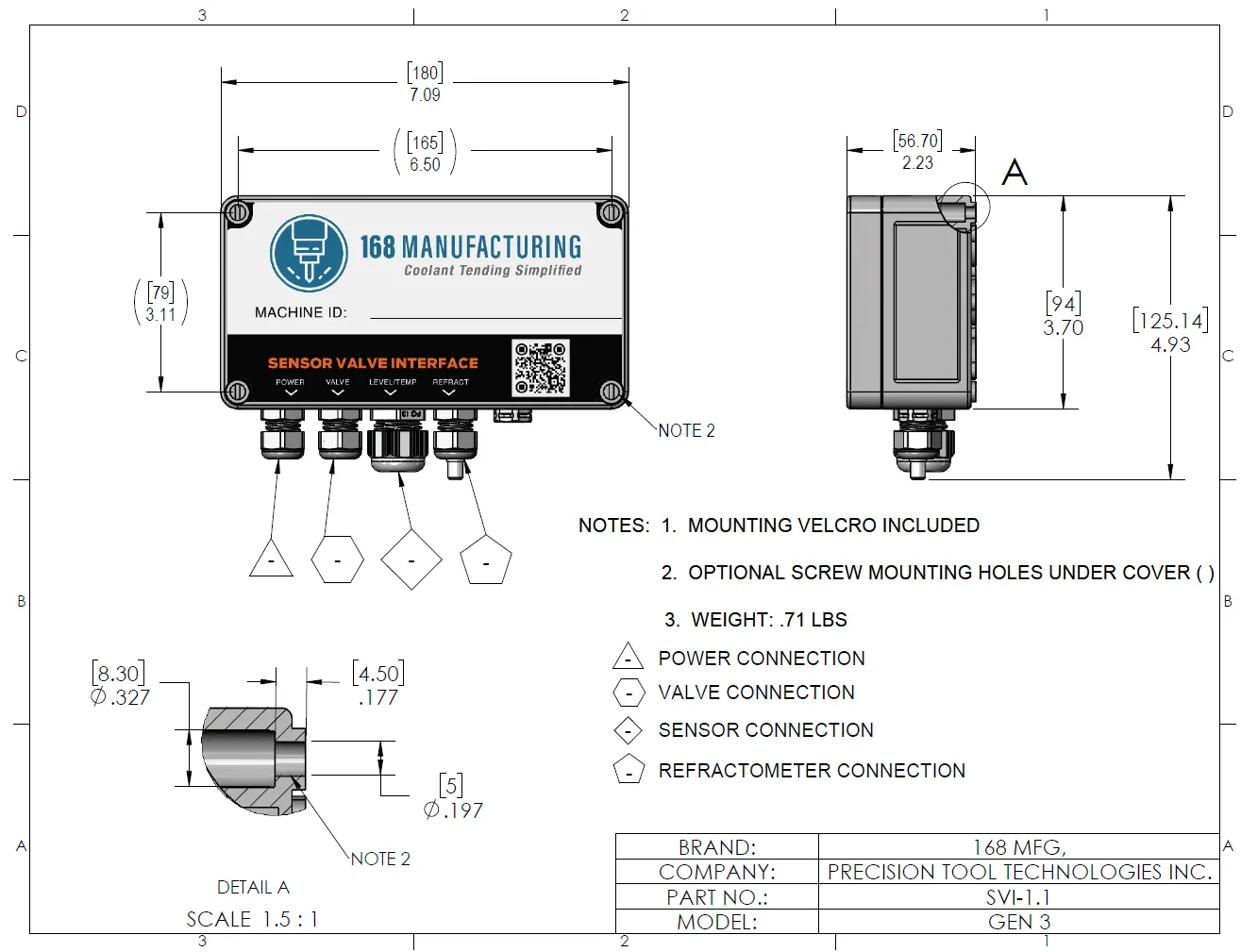 Sensor Valve Interface Technical Drawing
